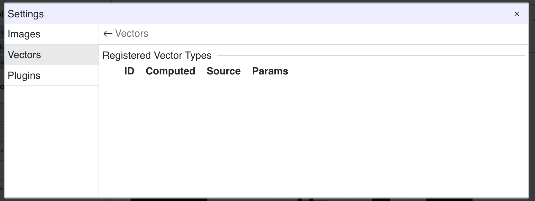 Paramètres de vecteur vides