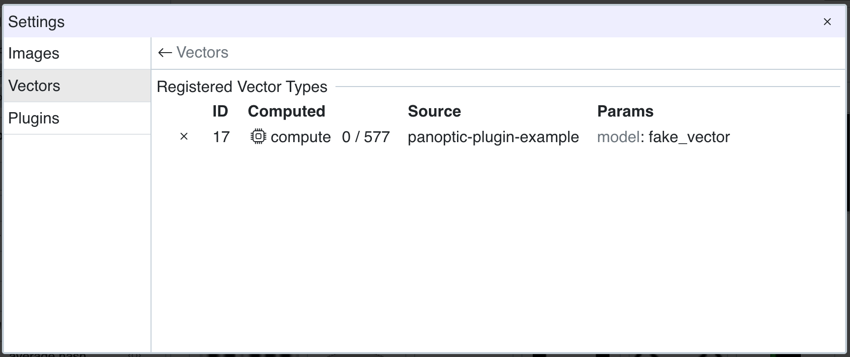 Paramètres de vecteur